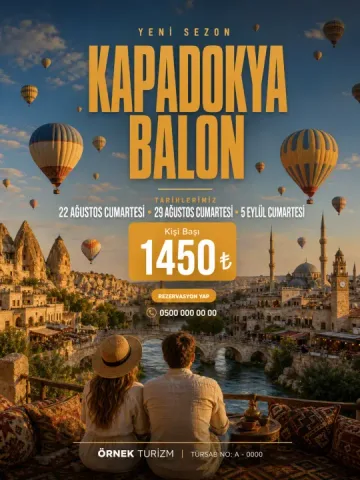 3:4 dikey Instagram postu örneği — Kapadokya balon turu afişi